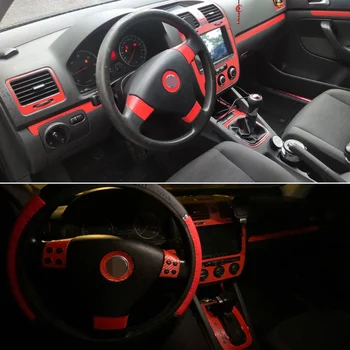 Untuk VW Golf 5 GTI MK5 2 Pintu Interior Panel Kontrol Pusat Pegangan Pintu Stiker Serat Karbon Aksesori Gaya Mobil