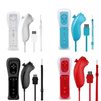 Untuk Vii Gamepad Remote Kontrol Nirkabel + Nunchuck dengan Casing Silikon Aksesori untuk Konsol Game Nintendo Wii