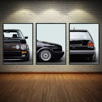 VW Golf Gti SuperCar Set 3 Poster Lukisan Kanvas Cetakan Olahraga Gambar Seni Dinding untuk Ruang Tamu Dekorasi Rumah Tanpa Bingkai