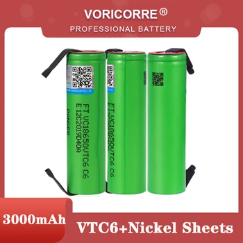 VariCore VTC6 3.7 V 3000 mAh 18650 Baterai Isi Ulang Li-ion Baterai VC18650VTC6 + Lembaran Nikel DIY