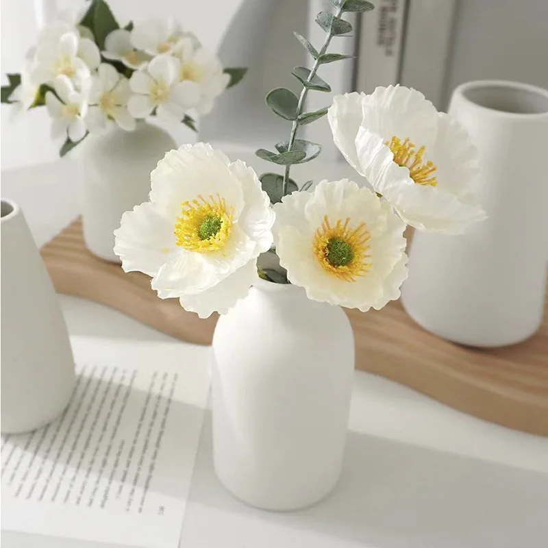 Vas Keramik Polos Embrio Kerajinan Nordic Dekorasi Meja Dekorasi Rumah Bunga Kering Sisipan Bunga Kecil - 2