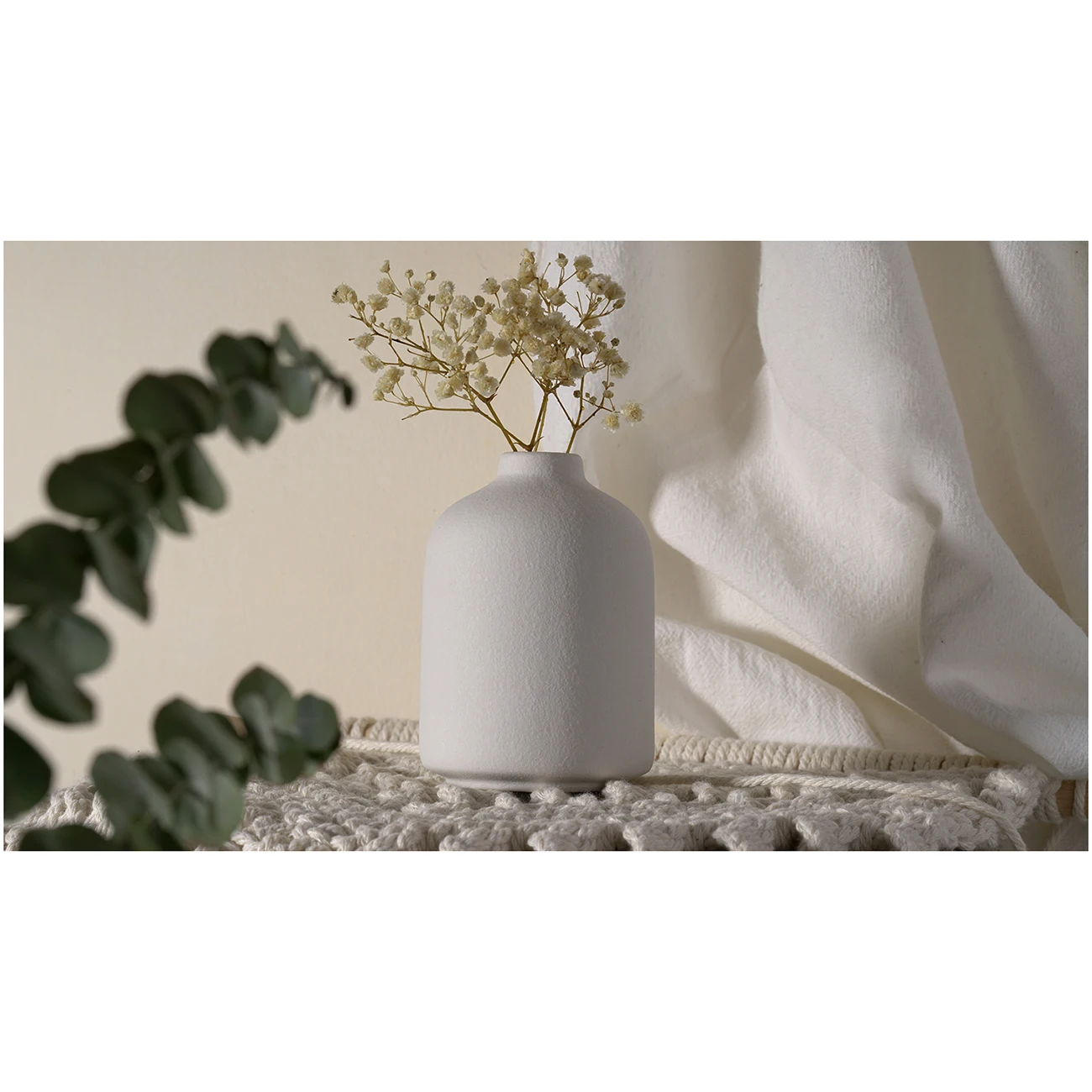 Vas Keramik Polos Embrio Kerajinan Nordic Dekorasi Meja Dekorasi Rumah Bunga Kering Sisipan Bunga Kecil - 4