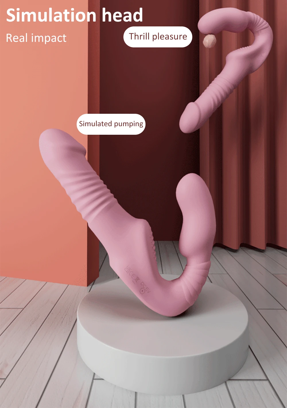 Vibrator Dildo Strapless Strap-on dengan Remote Control untuk Pasangan Lesbian Wanita, Mainan Seks G Spot Dengan Stimulator Klitoris - 1