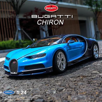 WELLY 1: 24 Kendaraan Diecast Skala Bugatti Chiron Model Simulasi Tinggi Mobil Mainan Klasik Paduan Logam untuk Hadiah Anak-anak B541