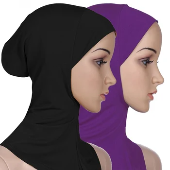 Wanita Muslim Underscarf Batin Jilbab Topi Islam Underscarf Syal Topi Topi Lembut Peregangan Kapas Selendang Panjang Bungkus Leher Topi