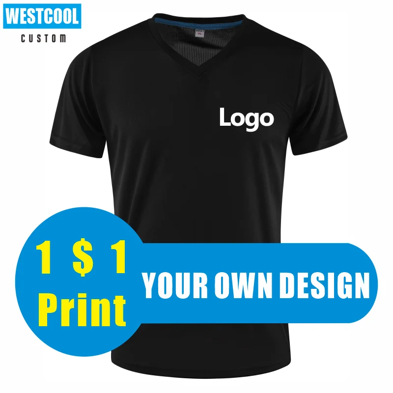 WESTCOOL Pria Dan Wanita Olahraga Kaus Leher V Cepat Kering Cetak Logo Kustom Atasan Desain Pribadi Bordir Musim Panas 7 Warna 2022 - 0