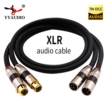 YYAUDIO Hi Fi XLR Kabel Kualitas Tinggi OCC OFC Silver-Plating dan Tembaga 2 XLR Kabel Audio Pria ke Wanita
