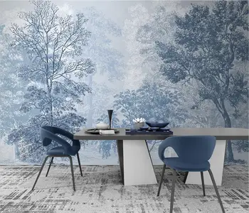 beibehang Wallpaper Mural Dinding Foto hutan biru Kustom untuk Ruang Tamu Kamar Tidur Kertas Dinding 3D Wallpaper Mural Dekorasi Rumah