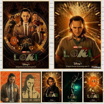 disney Marvel superhero serial TV Loki koleksi poster keluarga gaya retro dekorasi kafe bar poster berkualitas lukisan kanvas